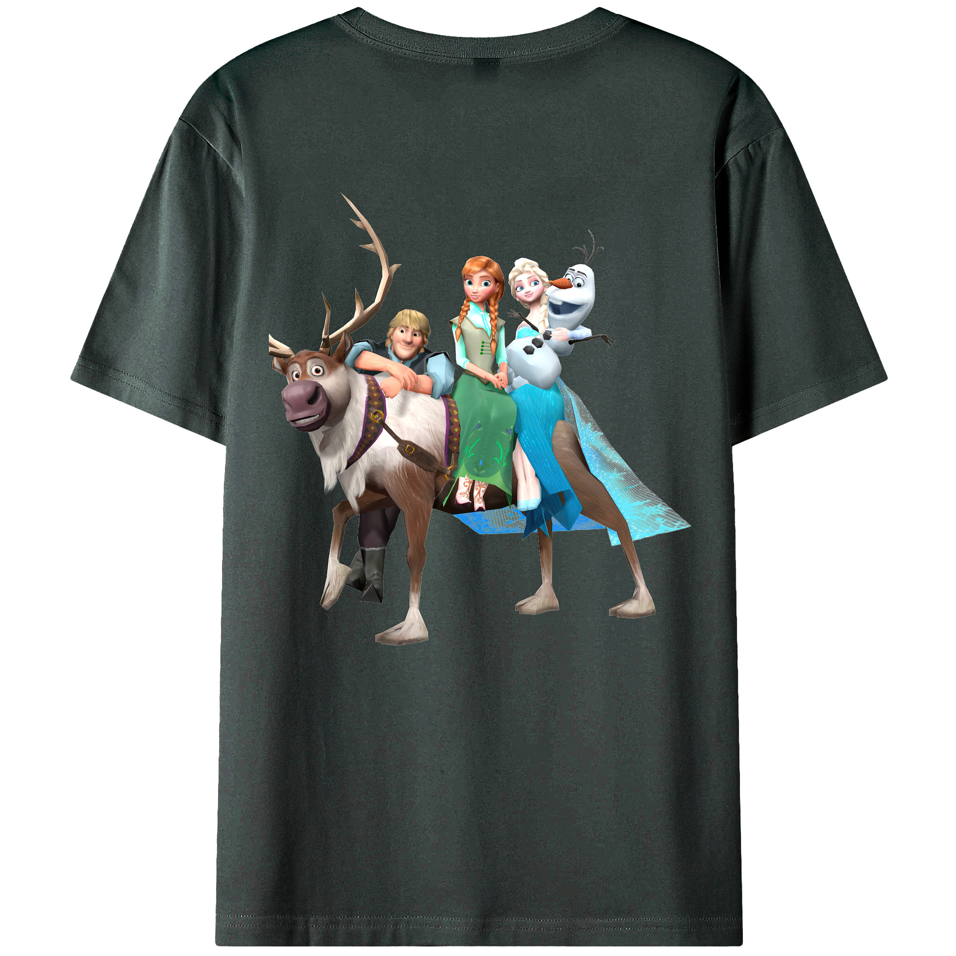 （画像用） アナと雪の女王 アンナ エルサ Frozen Anna Elsa 綿100％ メンズ半袖Tシャツ（バックプリント） 通気性